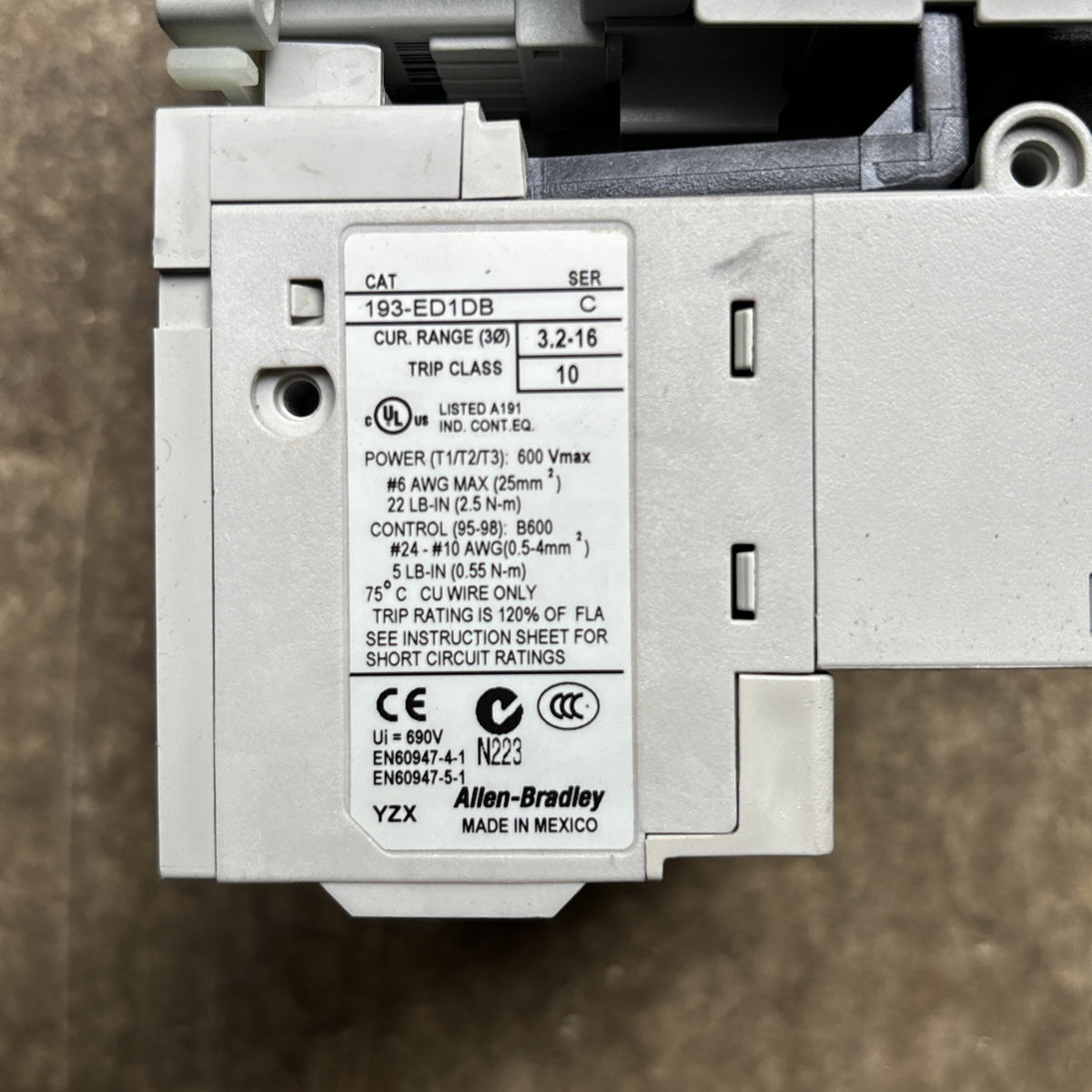 Allen Bradley 104-C12D22 Complete Device Starter With E1 Plus 193-ED1DB3