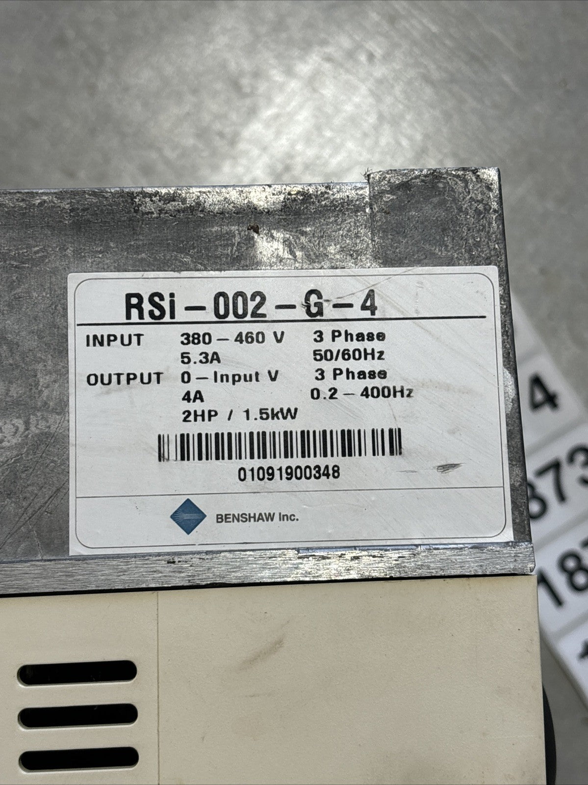 BENSHAW AC VARIABLE SPEED DRIVE 380-460V INPUT 2 HP 3 PHASE RSi-002-G-45