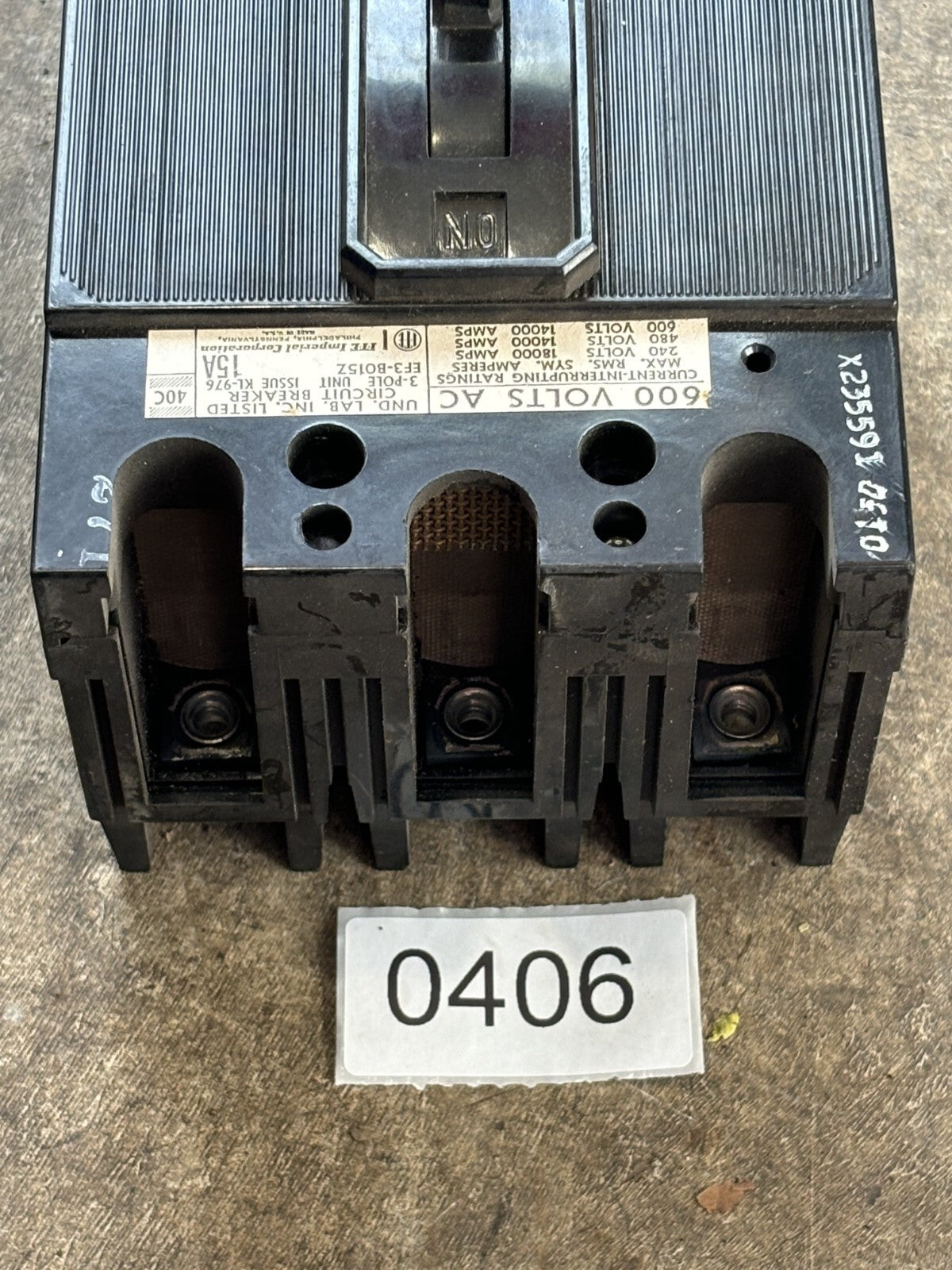 ITE EF3 B015Z Circuit Breaker 15 Amp 3 Pole 600 Vac3