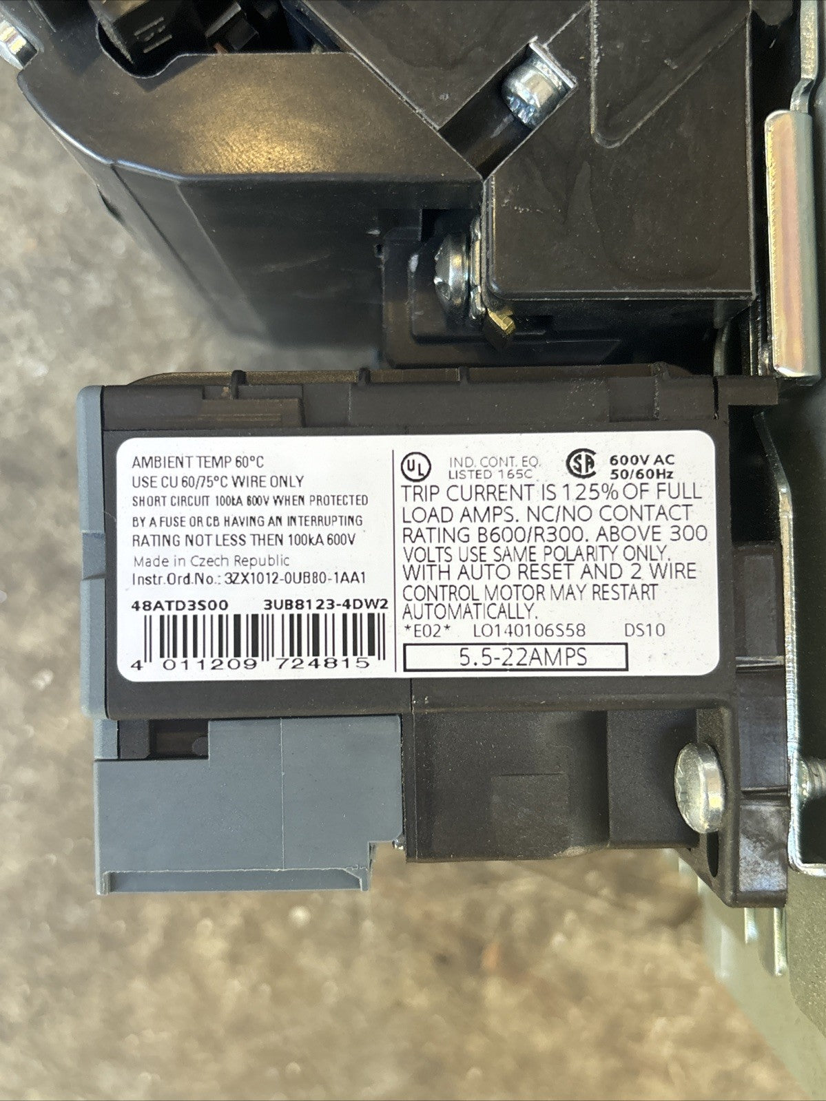 Siemens Motor Starter Size 1 Reversing 22DU+32A*E6 120 Volt Coil5