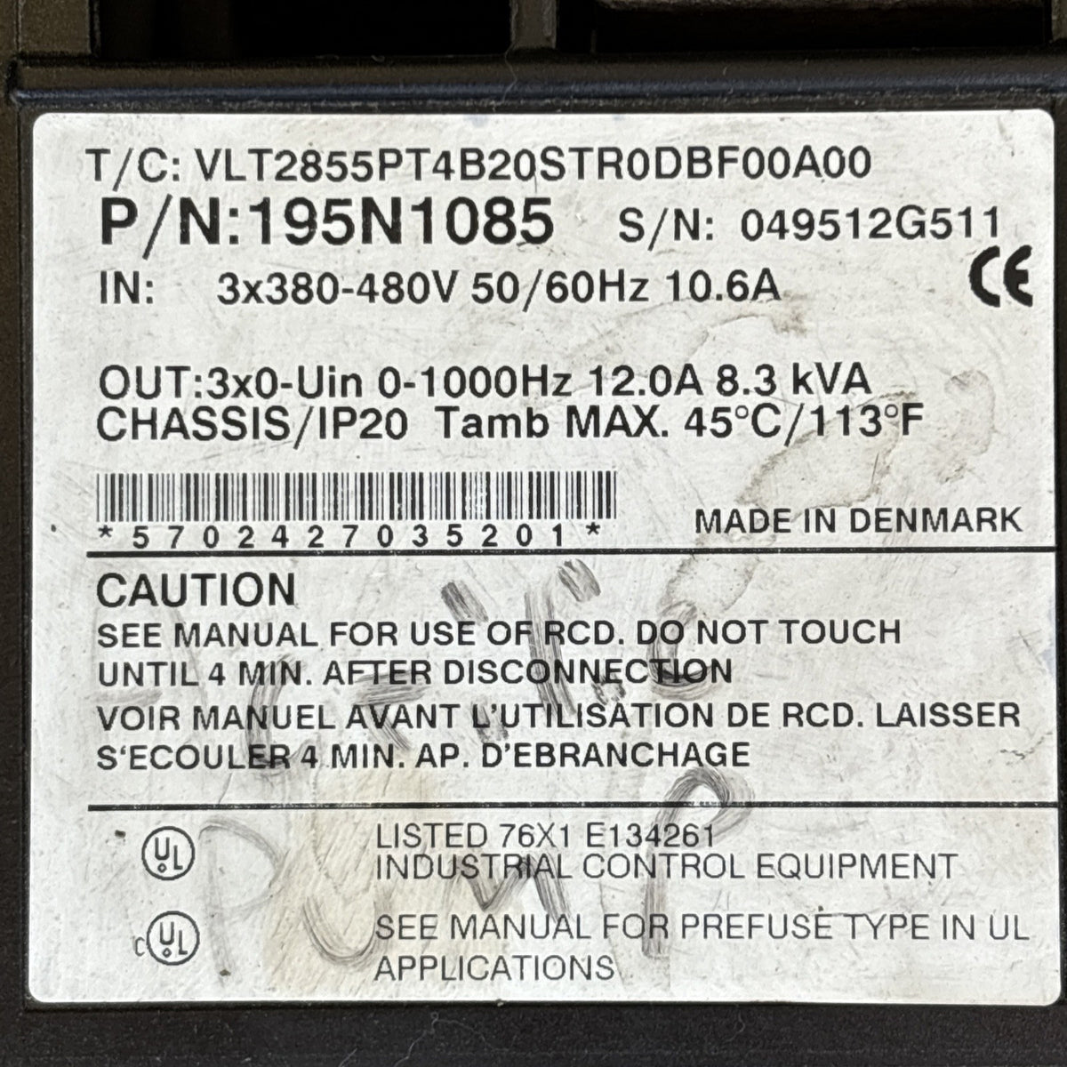 Danfoss 195N1085 VLT 2800 Variable Frequency AC Drive Used Good5