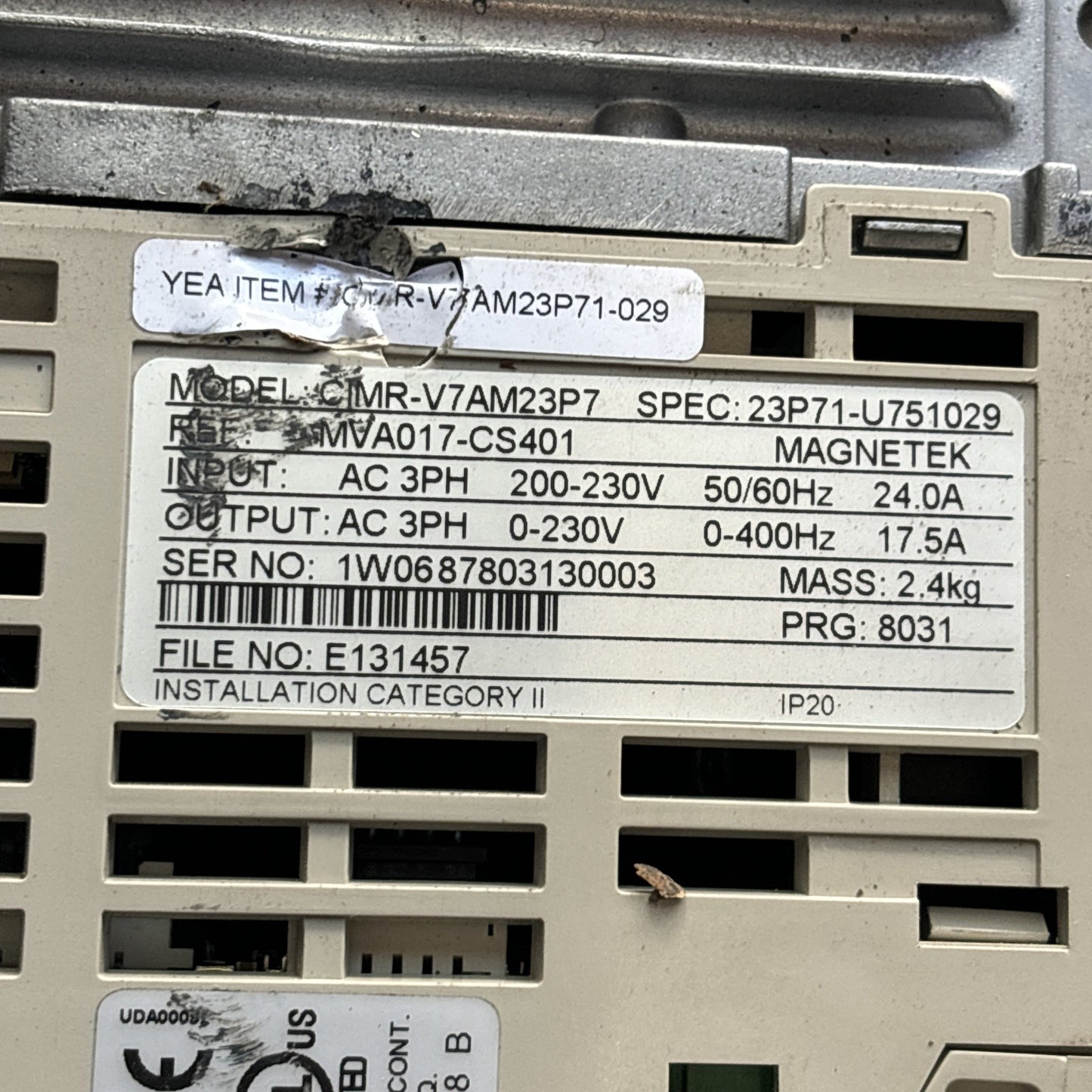 Yaskawa CIMR V7AM23P7 VS Drive GPD 315/V7 200 230V 50 60Hz4