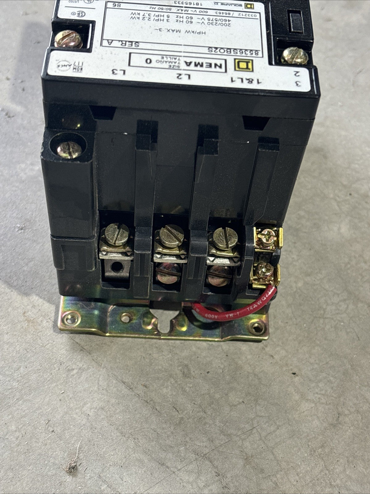 New Take Out Square D 8536SBO2S AC Magnetic Starter NEMA Size 0 Ser A, 600V4