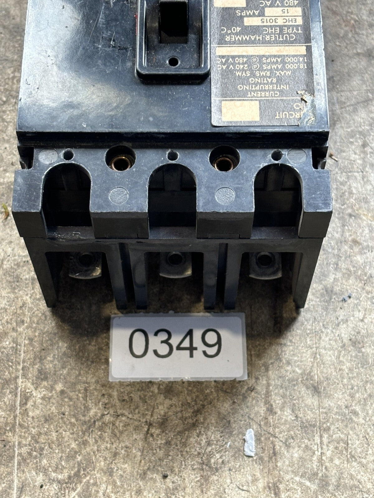 Cutler Hammer EHC3015 Circuit Breaker 15 Amps 3 Poles 480 Vac3