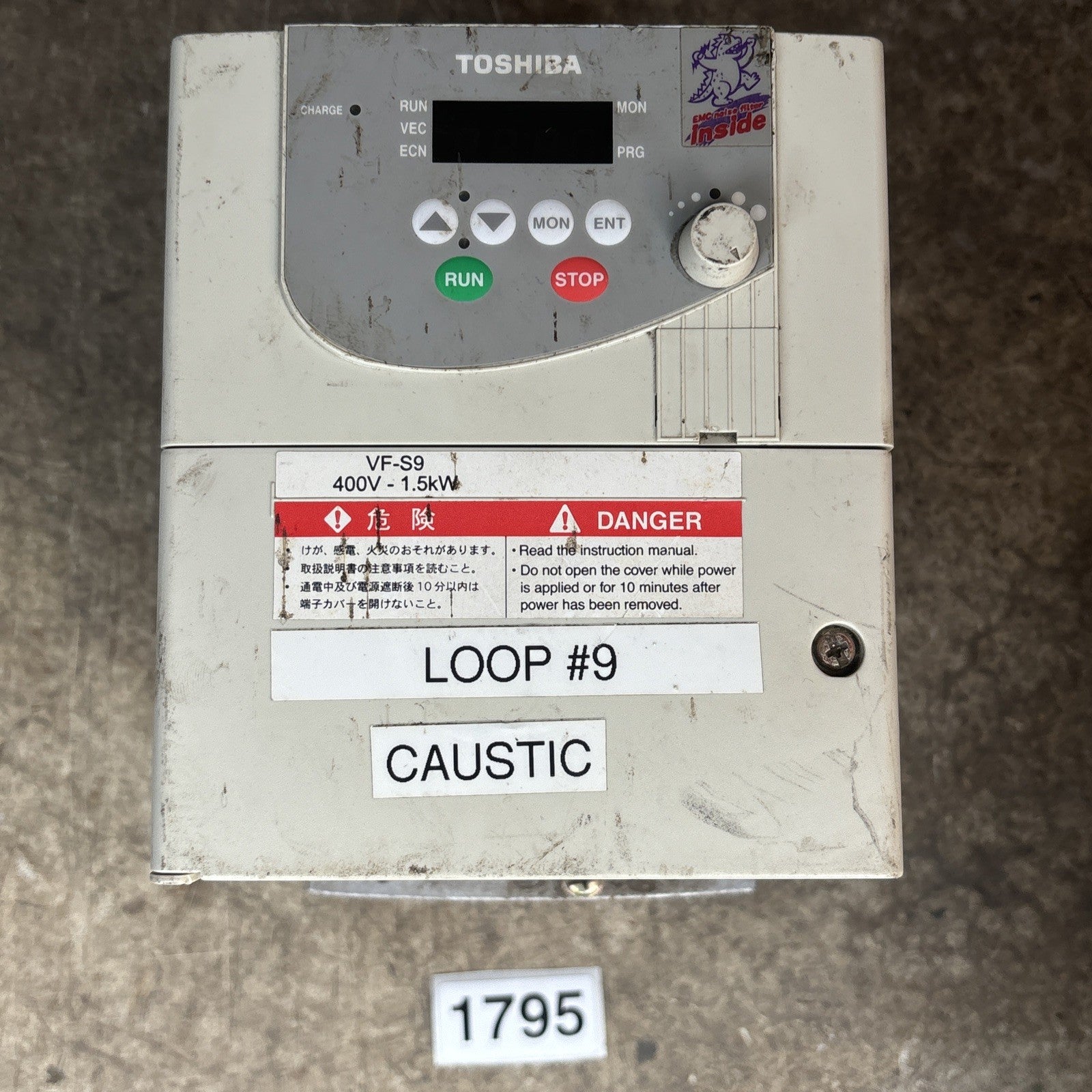Toshiba VFS9 4015PL WN(1) VFD 0.5/400Hz 2Hp 380/500v 4.1A 3Ph In0