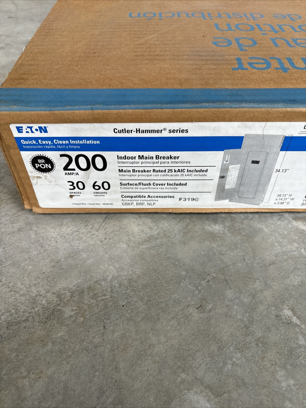 NEW EATON BRP30B200 200 AMP MAIN BREAKER PANEL 1P/3W 120/240 VAC 30 CIRCUIT2