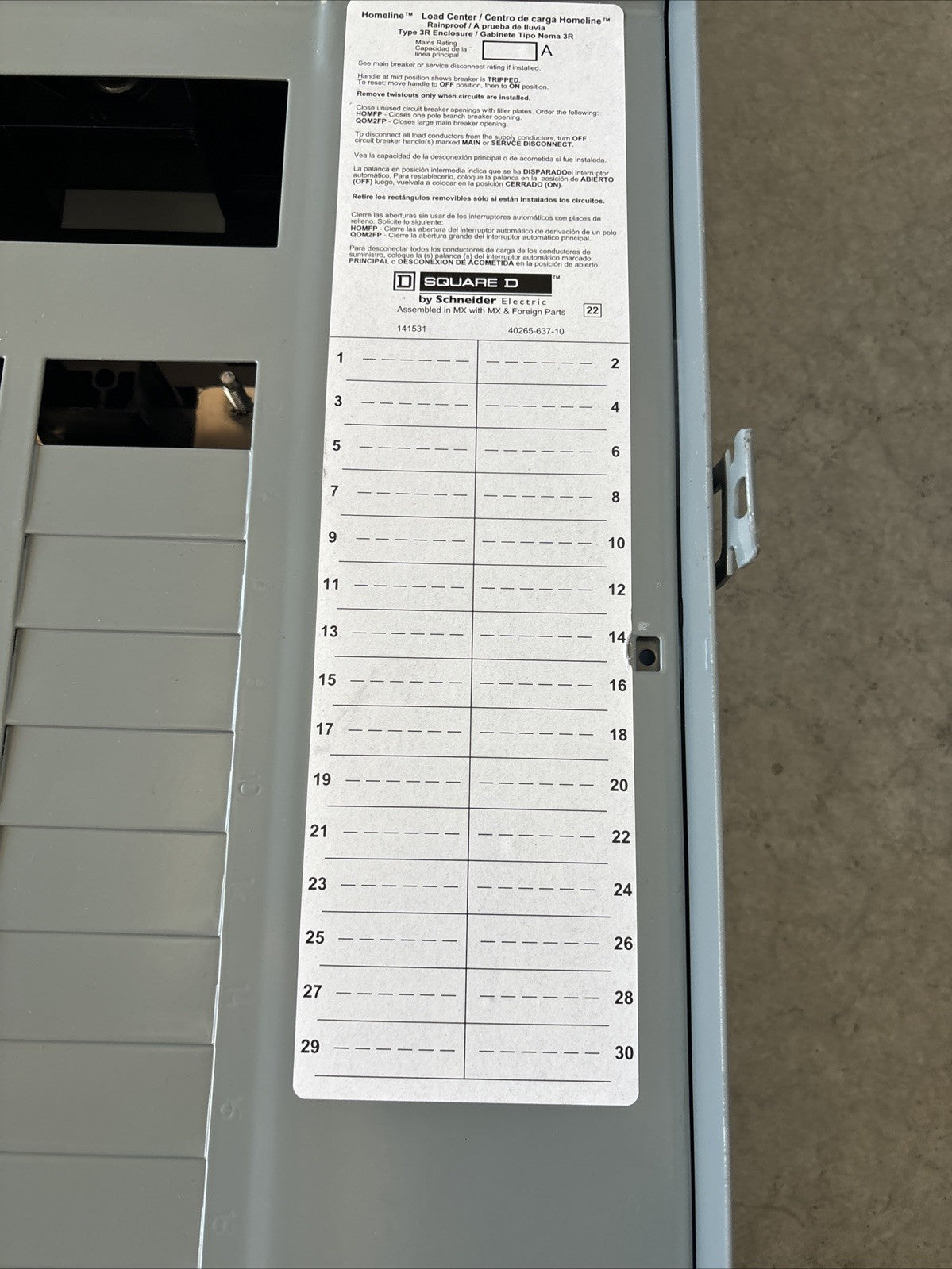 Square D BXH34R Homeline Outdoor load center New3