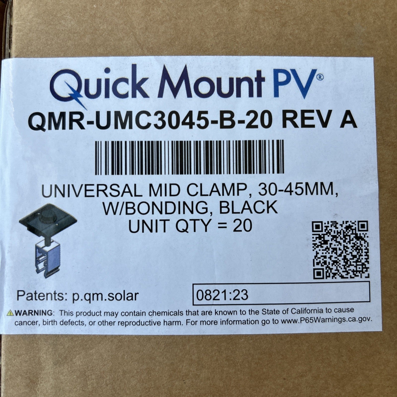5x Cases Of 20 QMR-UMC3045-B-20 Rev A Universal Mid Clamps1