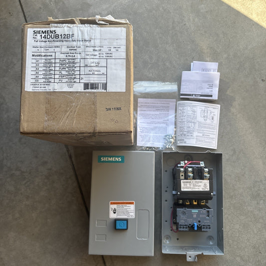 New In Box 14DUB12BF Siemens 2 Pole 27A 600V NEMA 1 Non-Reversing Motor Starter0