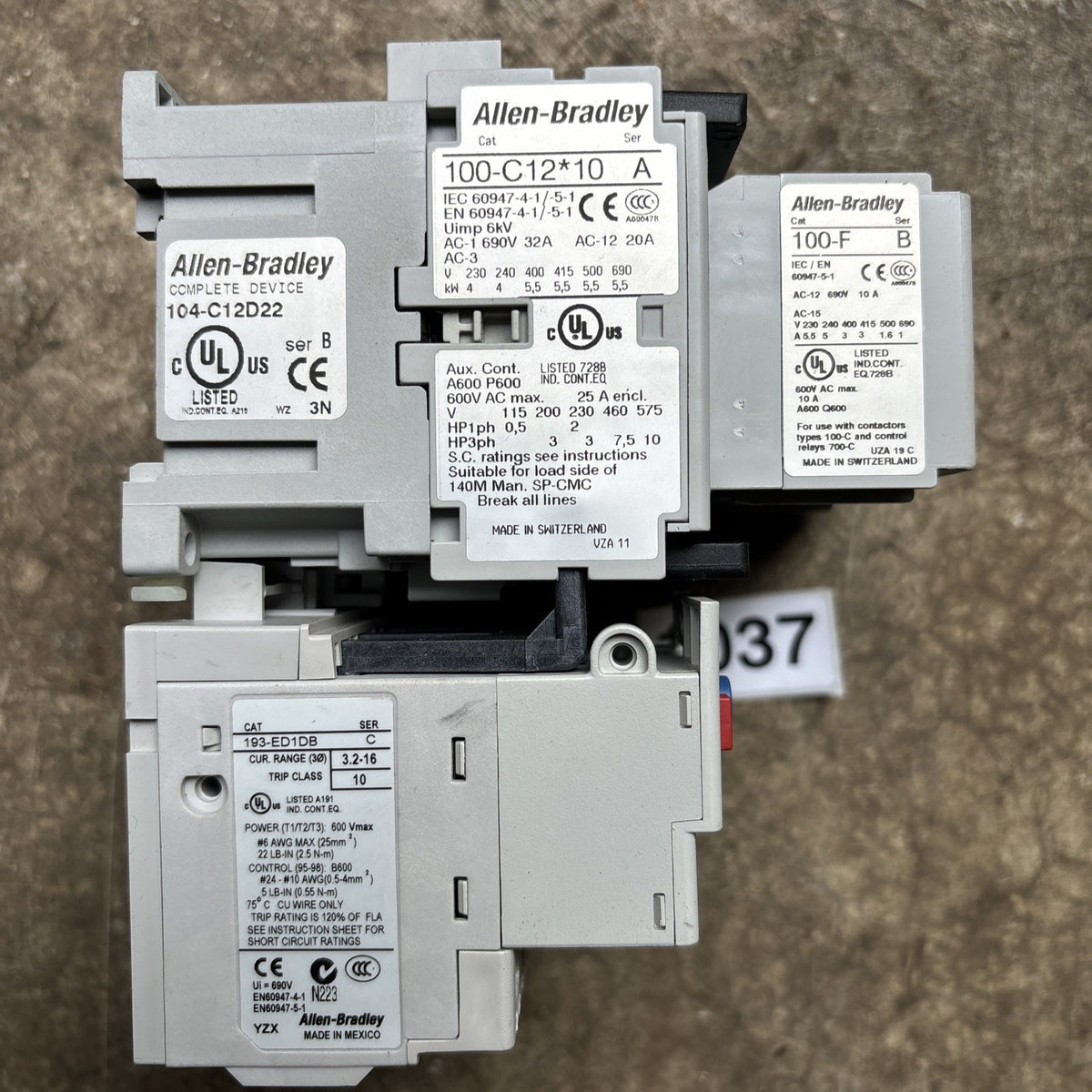 Allen Bradley 104-C12D22 Complete Device Starter With E1 Plus 193-ED1DB1