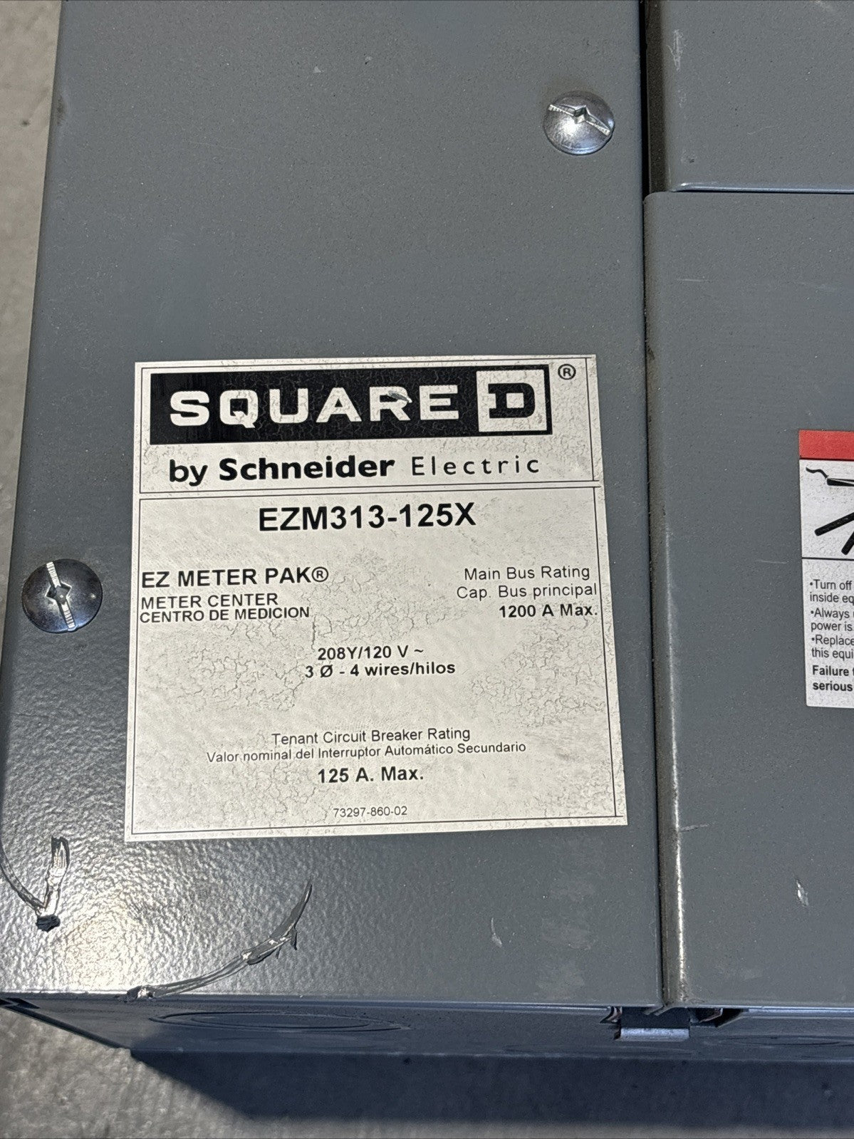 Square D EZM313 125X Meter Center 125A Max 208/120V 3Ph 4W Nema 3R1