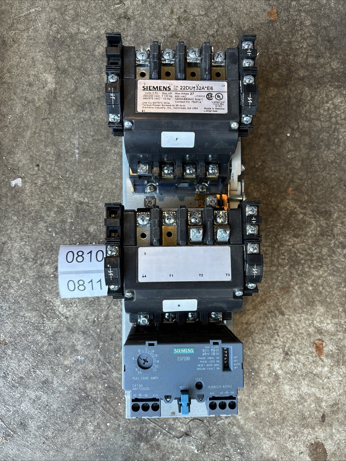 Siemens Motor Starter Size 1 Reversing 22DU+32A*E6 120 Volt Coil0