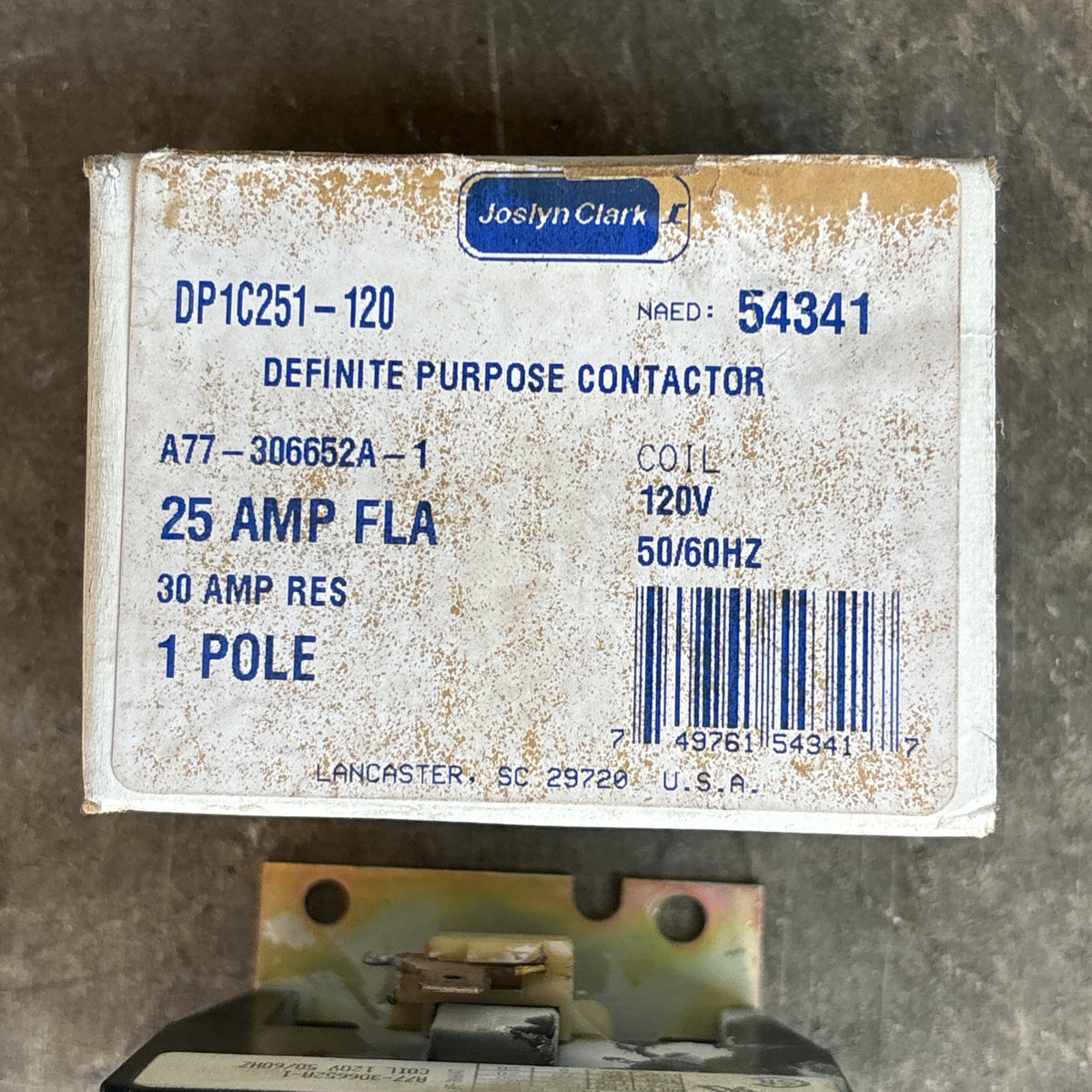 JOSLYN CLARK DP1C251 120 DEFINITE PURPOSE CONTACTOR 30 AMP 1 POLE NOS1