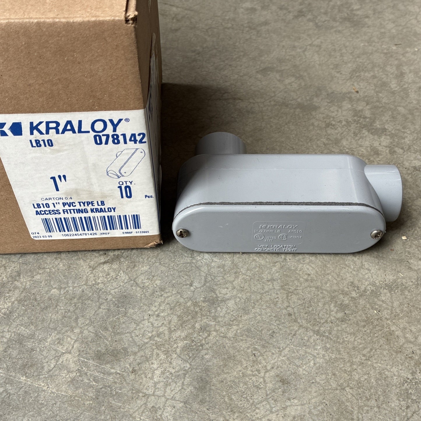 KRALOY RIGID NON METALLIC PVC TYPE LB CONDUIT FITTING 1" (BOX OF 10)0