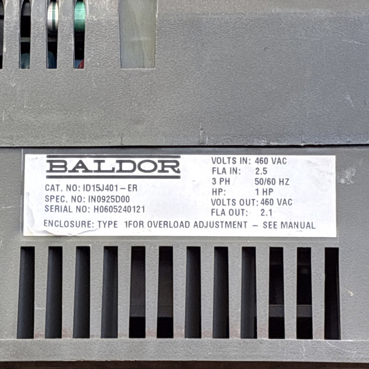 BALDOR Adjustable Speed Drive 460 VAC 3 Phase ID15J401 ER 1HP1