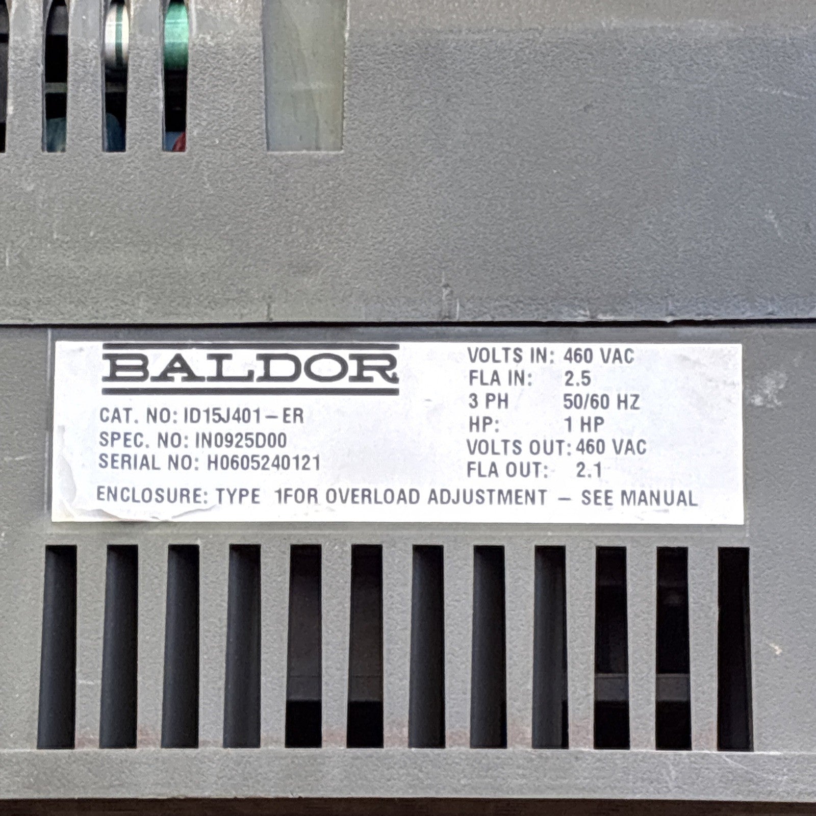 BALDOR Adjustable Speed Drive 460 VAC 3 Phase ID15J401 ER 1HP1