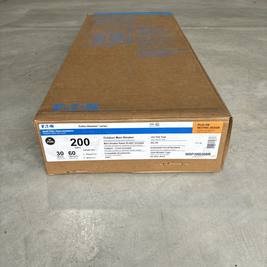 EATON BRP30B200R 200A OUTDOOR LOADCENTER WITH MAIN BREAKER 30Sp 60Cir NEW IN BOX0