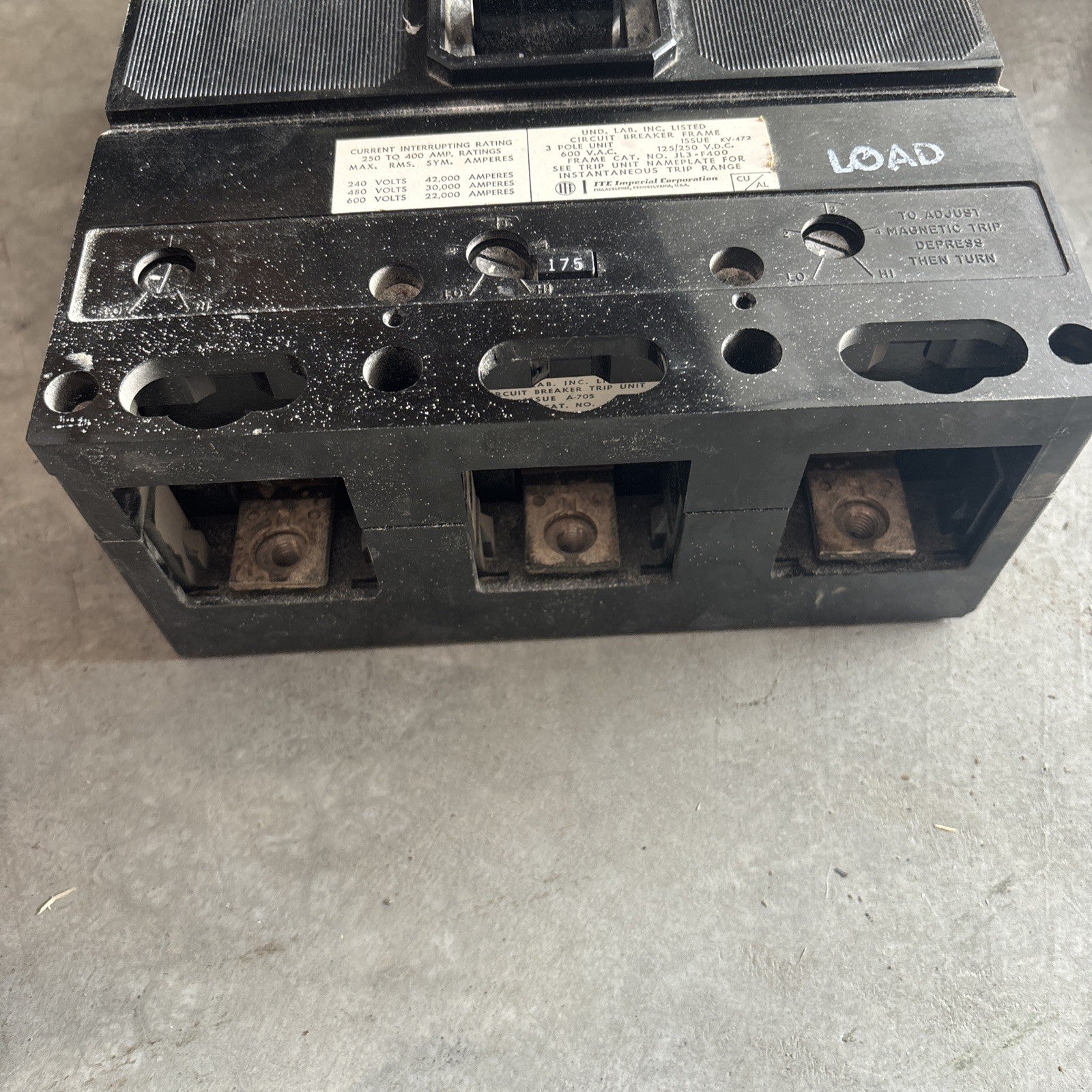 ITE JL3 F400 Breaker With 175A Trip Unit2