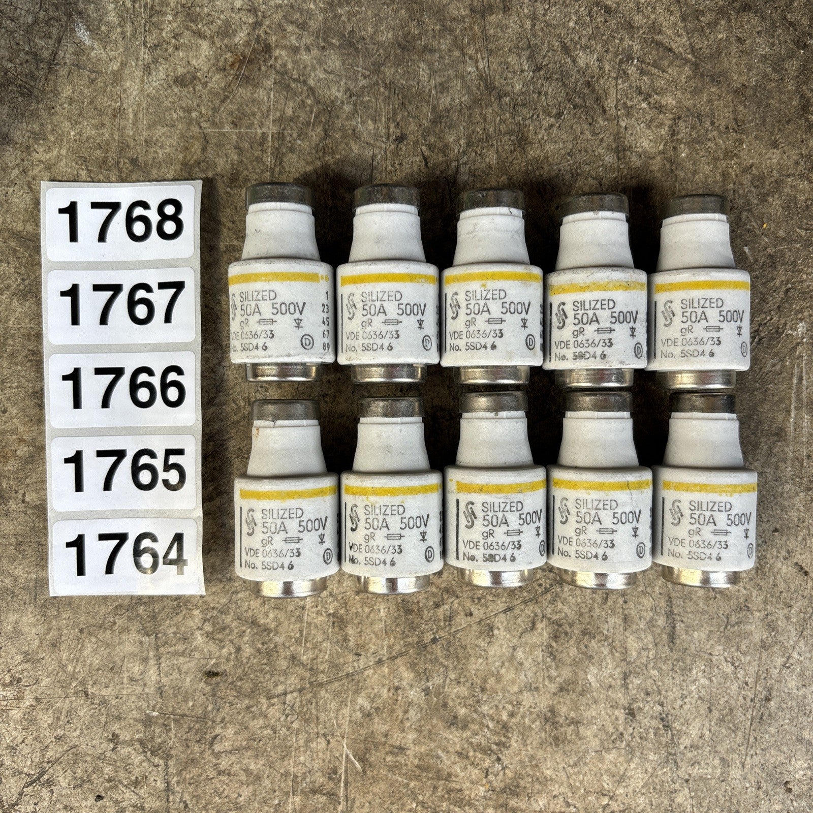 Siemens 5SD46 Silized Ceramic Bottled Fuse 50A 500V (Lot of 10)0