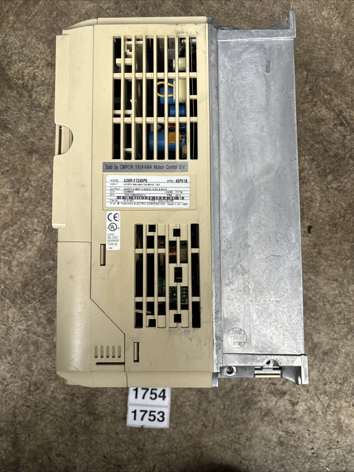 OMRON CIMR F7Z45P5 VARISPEED F7 DRIVE USED, GOOD4