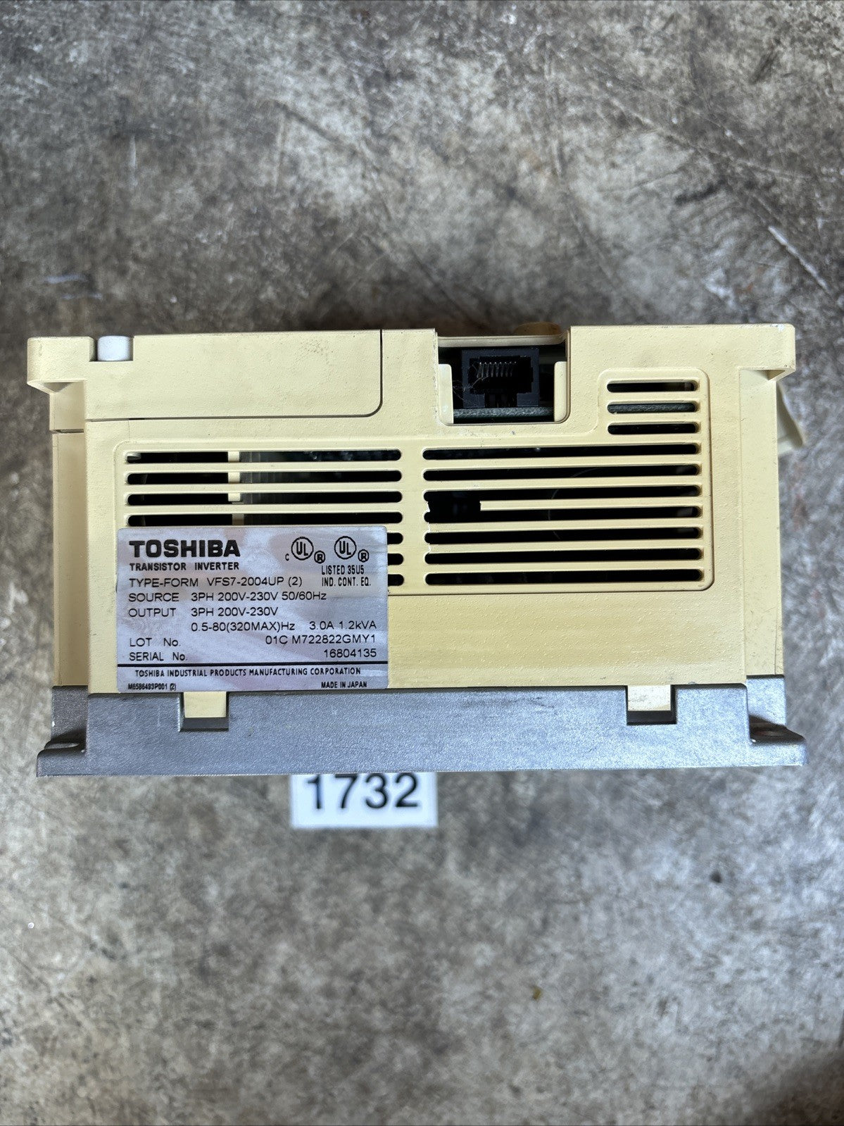 Toshiba VFS7 2004UP Transistor Invertor 3 Phase 3 Amp 200 230 Volts Works Read2