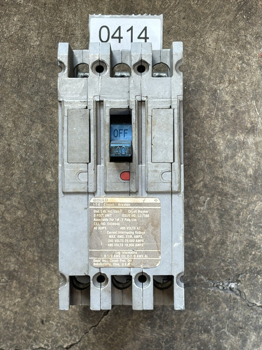 ITE E43B040 Circuit Breaker 40 Amp 3 Pole 480 Vac0