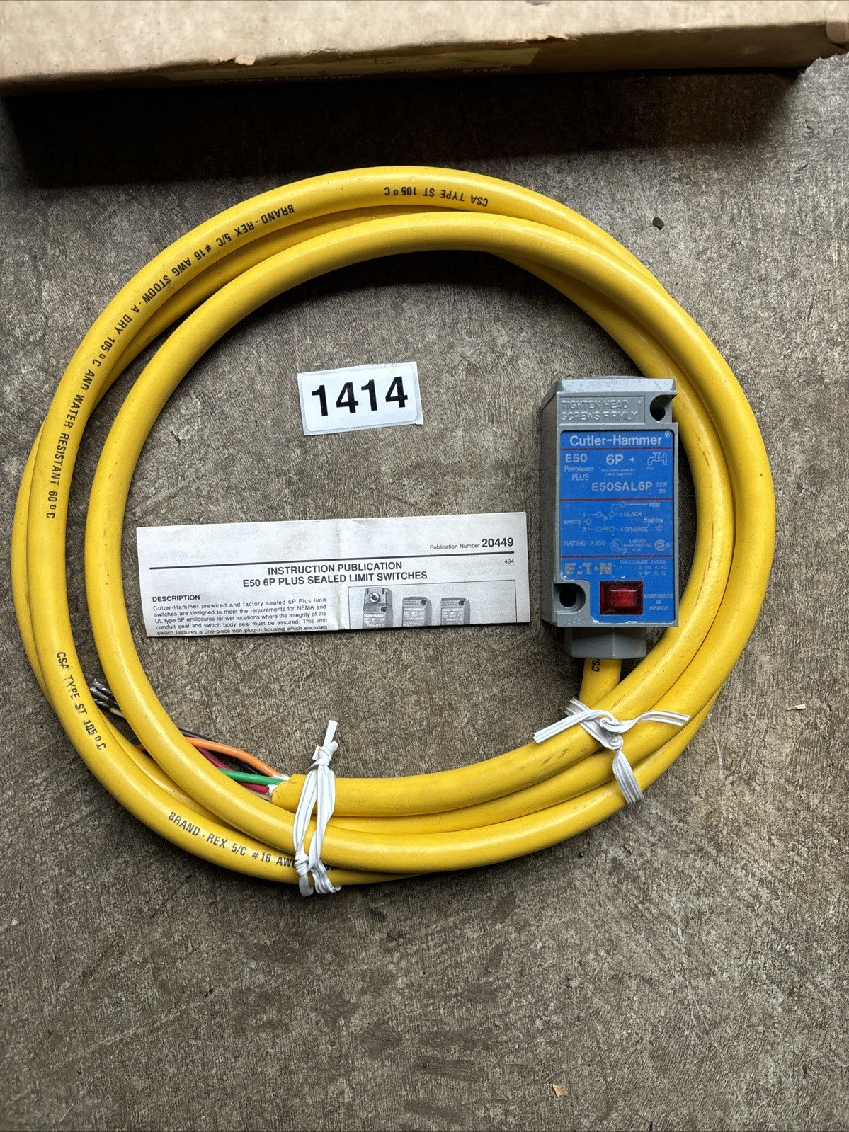 EATON CUTLER HAMMER HEAVY DUTY 6P+ LIMIT SWITCH E50SAL6P12 12FT CORD4