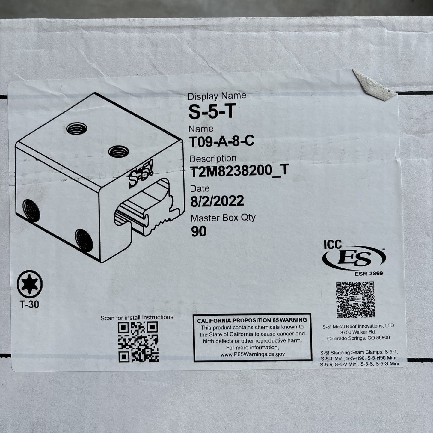 S5! S 5 T S5 SEAM CLAMP "T" Master Box Qty 901
