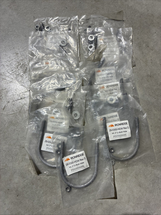 IronRidge 29 0300 HDW Rev D 3” U Bolt Kit – Lot of 13 – Solar Ground Mount NEW0