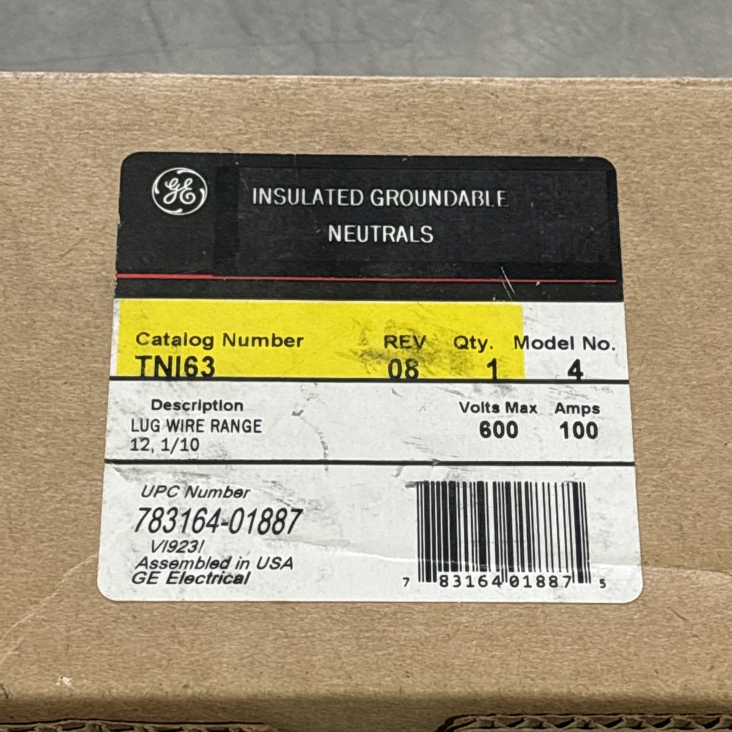 General Electric GE TNI63/TNI-63 Insulated Groundable Neutral3