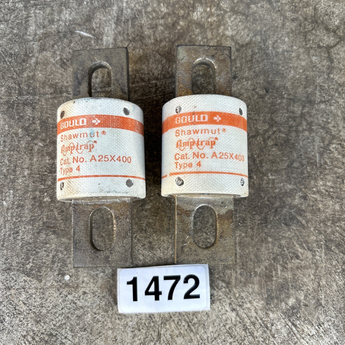 LOT OF 2 GOULD SHAWMUT A25X400 AMPTRAP FUSE, 400A 250V0
