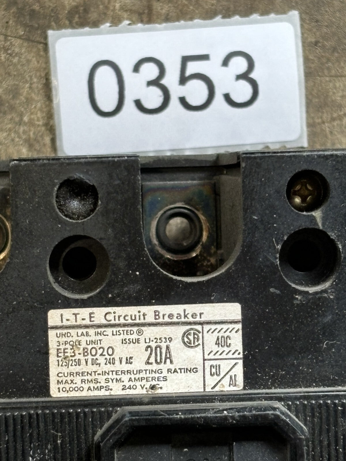 ITE EF3 B020 Circuit Breaker 20 Amp 3 Pole 240 Vac1