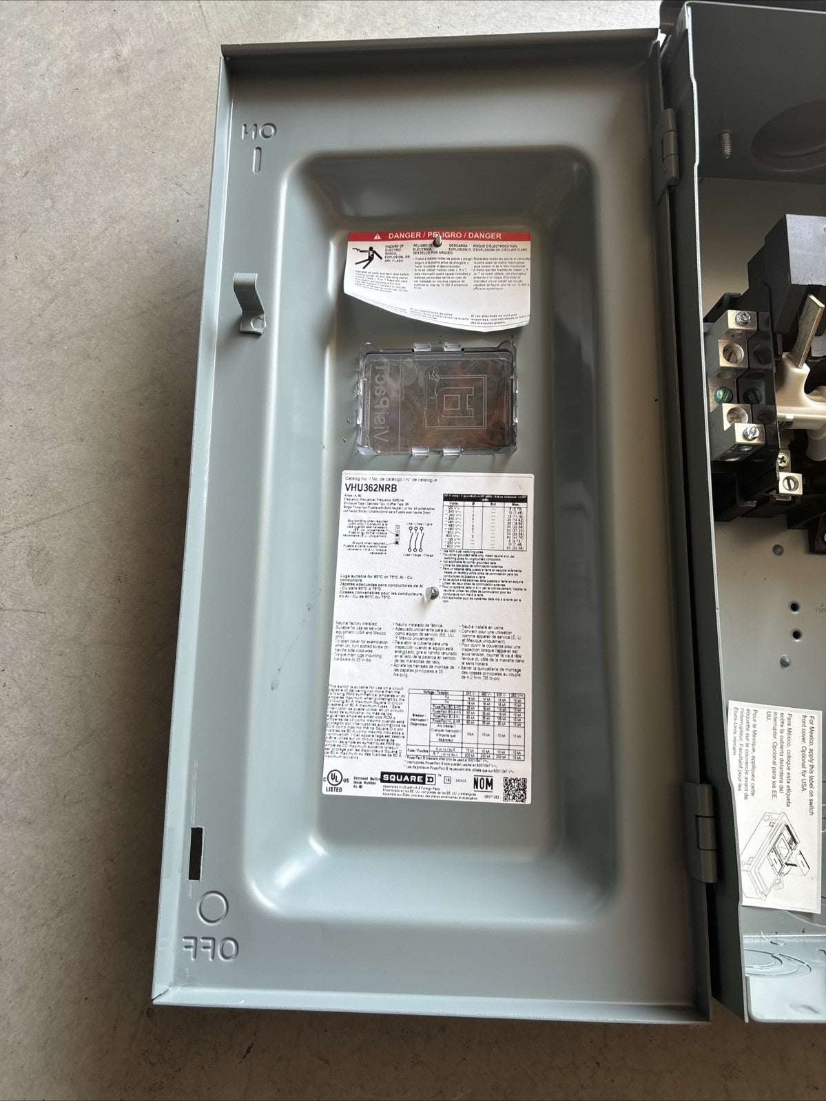 New No Box Square D VHU362NRB Heavy Duty, Unfused Safety Switch Viewing Window3