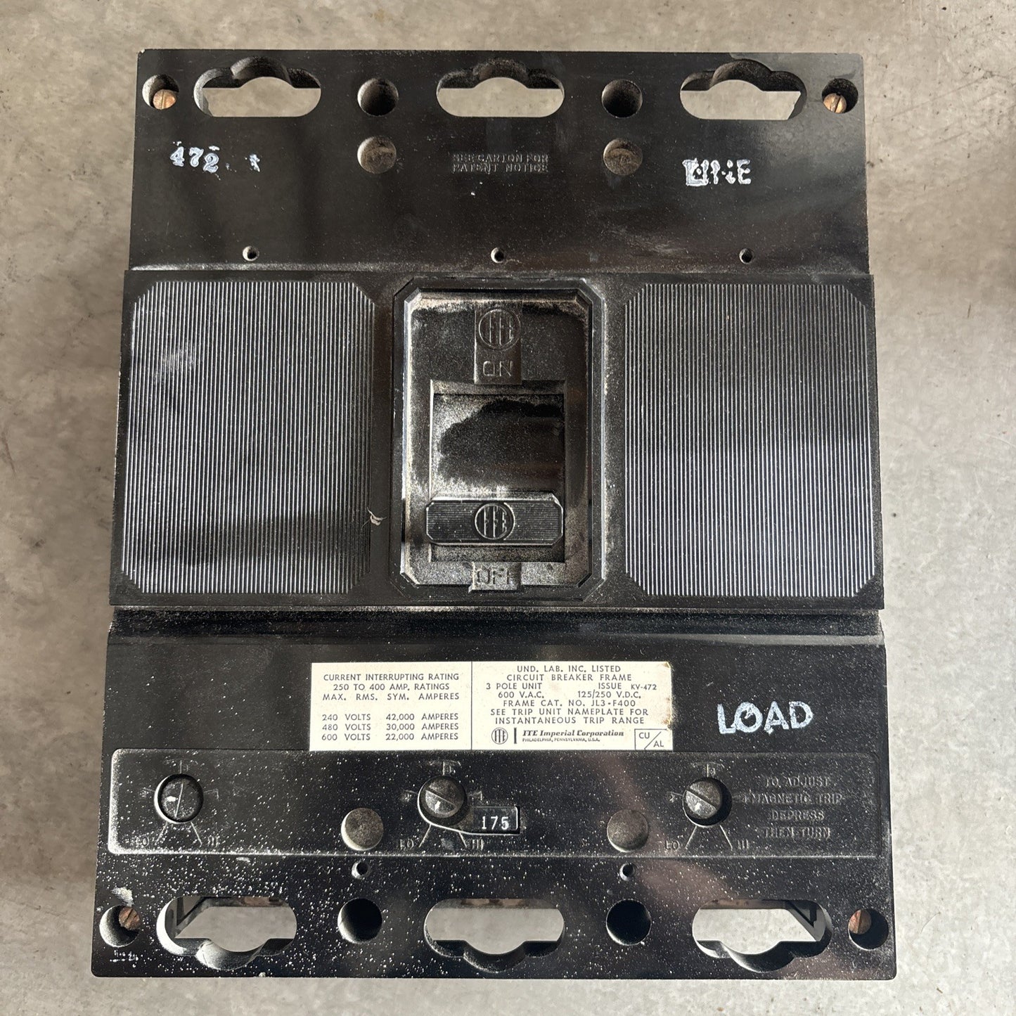 ITE JL3 F400 Breaker With 175A Trip Unit0