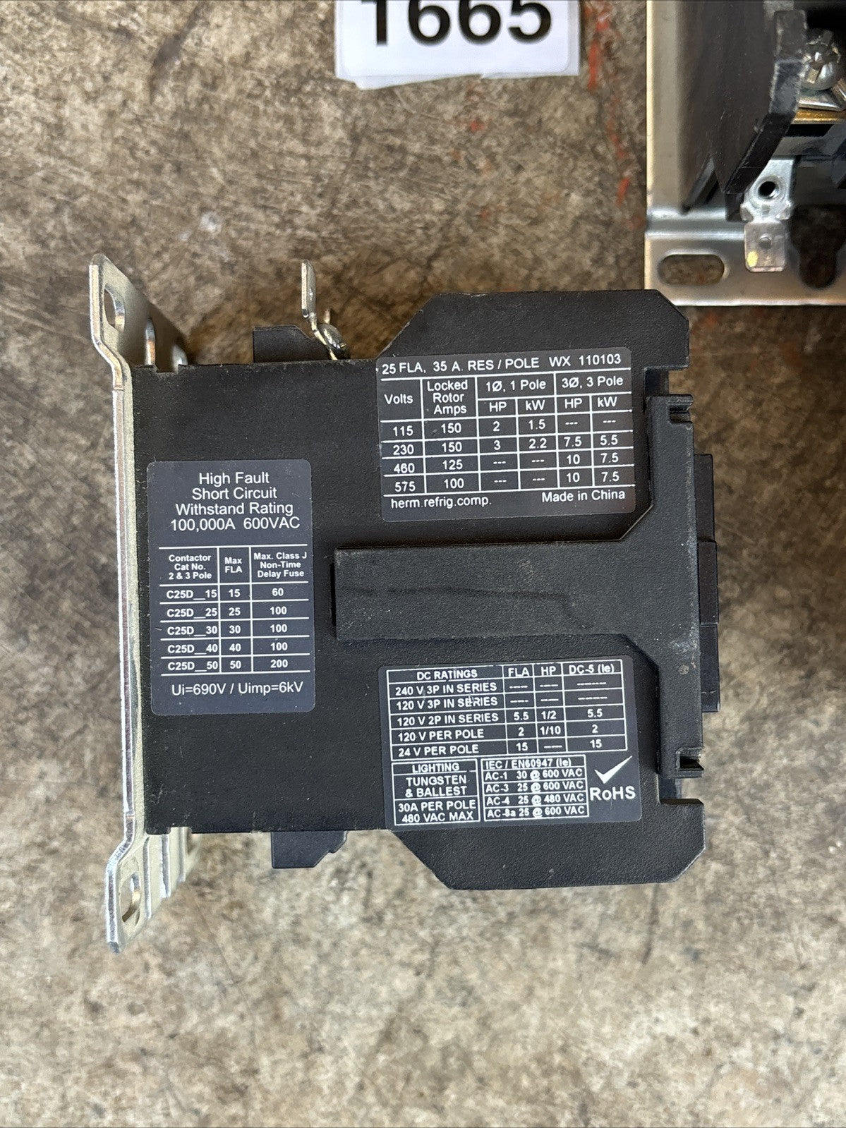 Lot Of 5 Eaton C25DND225, 25A Serial D1 Purpose Contactor3