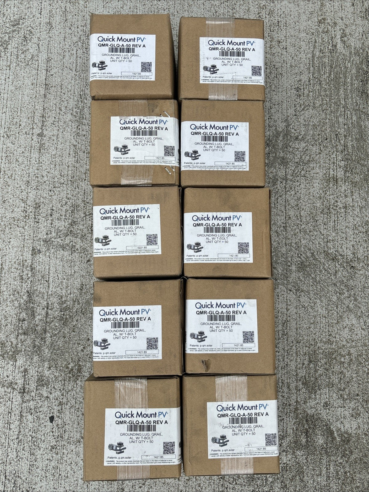 10x 50 Count Quick Mount Universal QClick QMR-GLQ-A-50 PV End Cap, Light, Black0