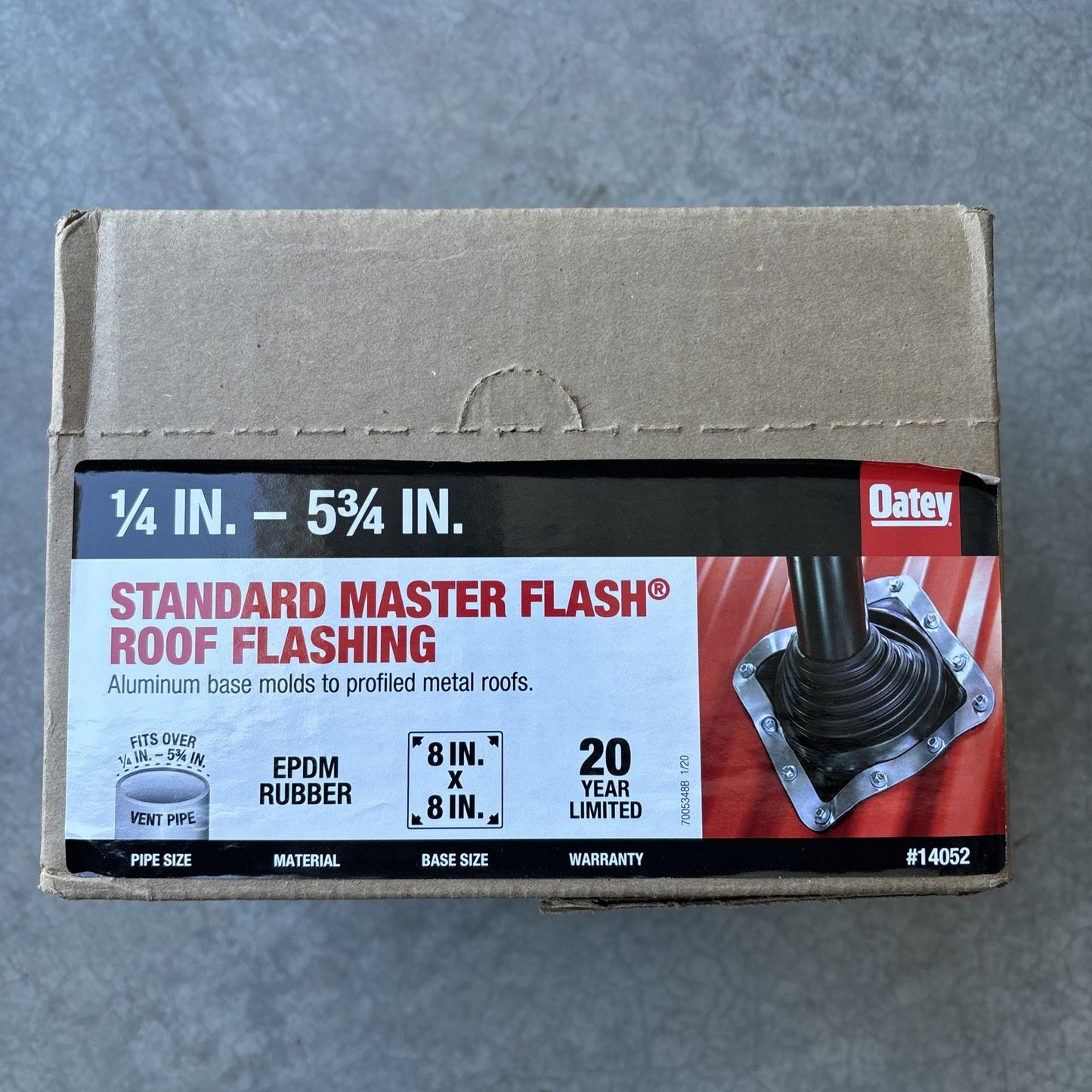 6x Oatey STANDARD MASTER FLASH ROOF VENT/ PIPE FLASHING 1/4IN 5 3/4IN 8x8IN Base1