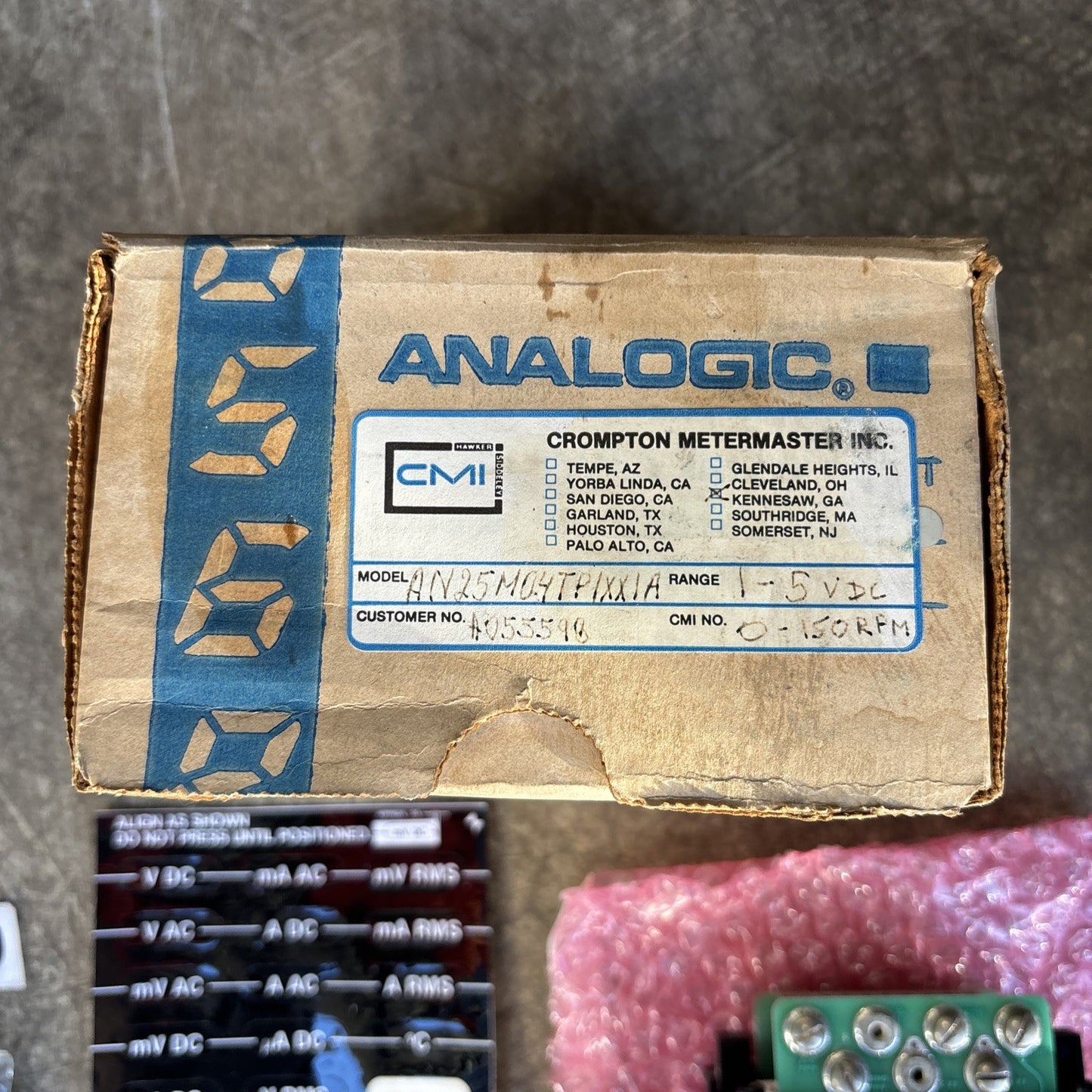 NEW Analogic Digital Panel Instrument AN25M04TPIXXIA  1 5v DC, 0 150 RPM. NEW1