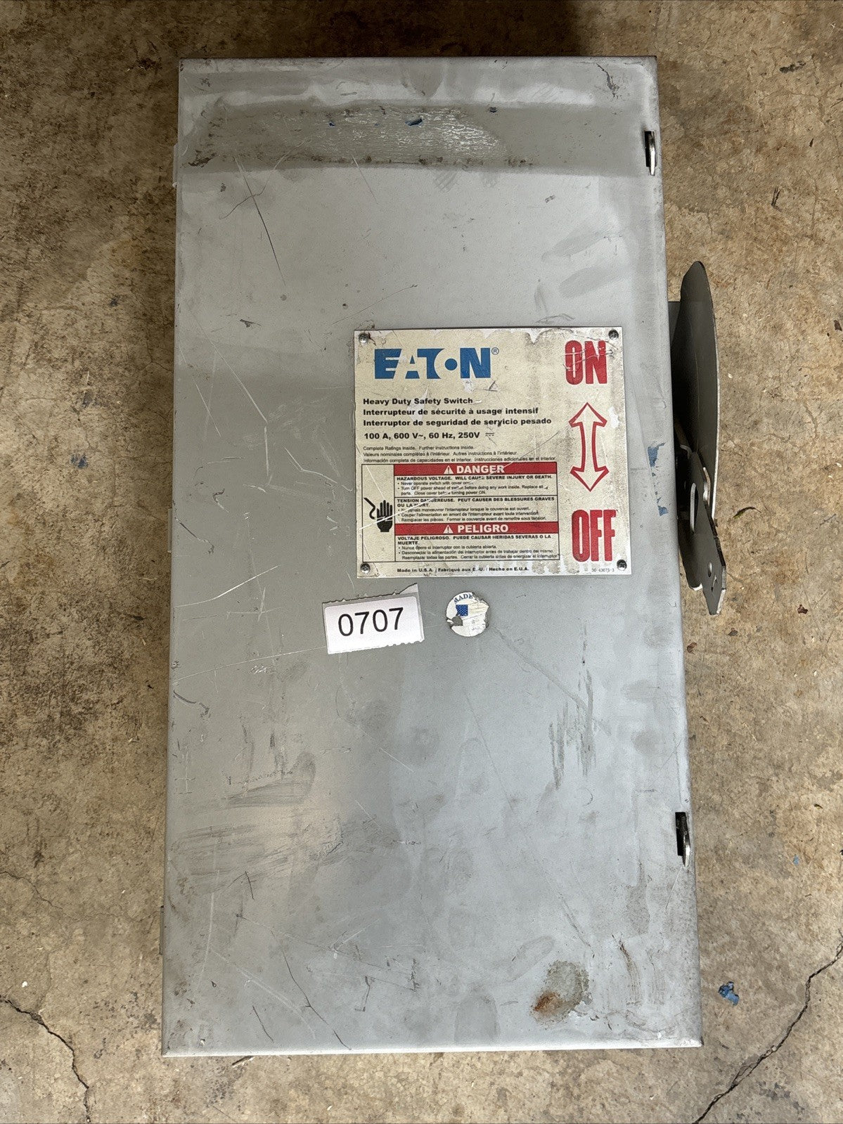 Eaton DH363FGK Heavy Duty Safety Switch 100 Amp 3 Pole 600 Vac0