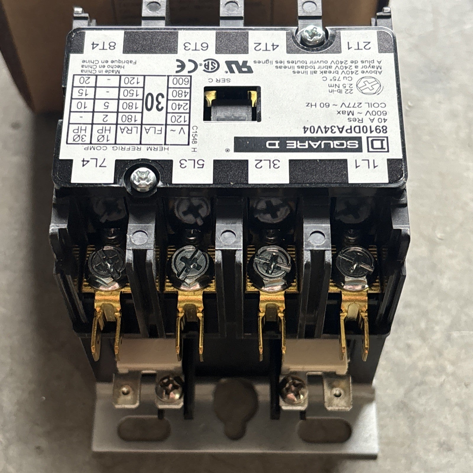 Square D 8910-DPA34 V04 Contactor - 277V 60 Hz Coil4
