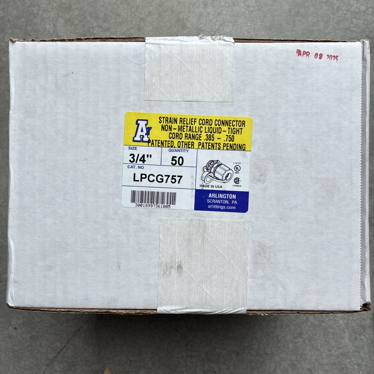 New Arlington LPCG757 Strain Relief Cord Connector 3/4" Range .375 .750 Qty 500
