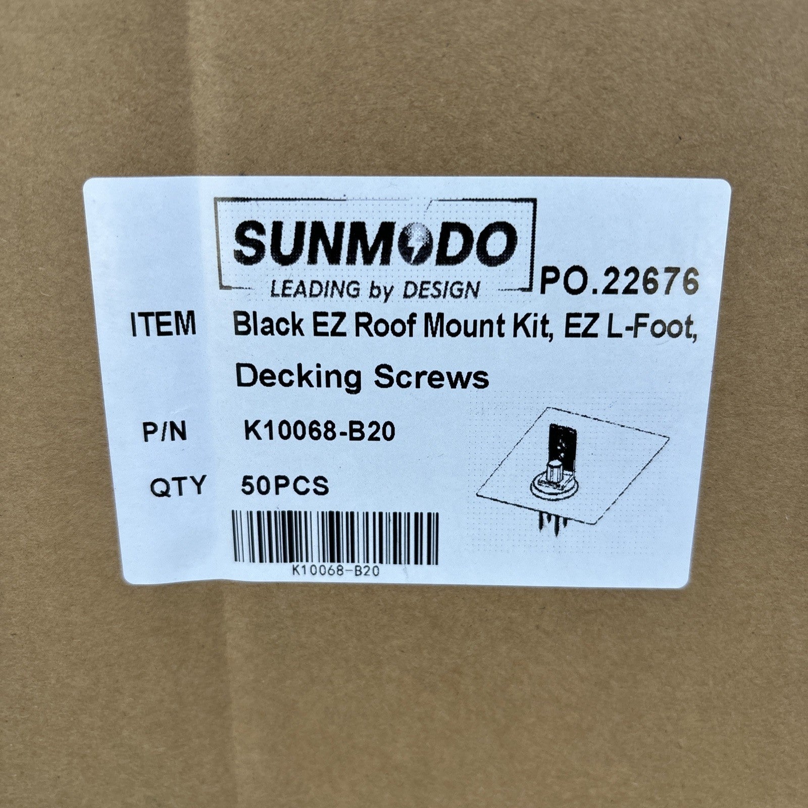 Case Of 50 Sunmodo K10068 B20 EZ Roof Mount Kit EZ L  Foot Balck1