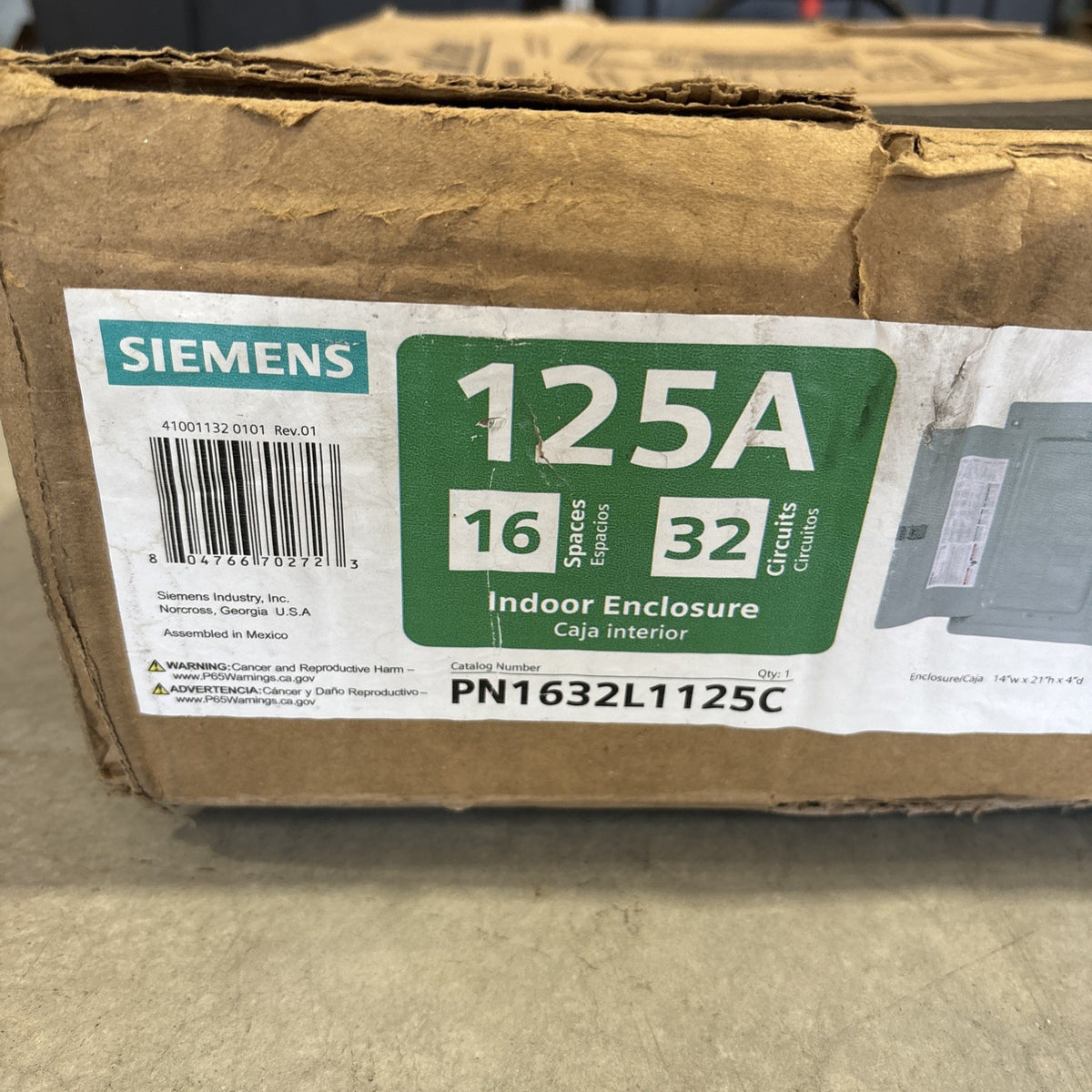 Siemens PN Series 125A 16-Space 32-Circuit Main Lug Load Center Panel1