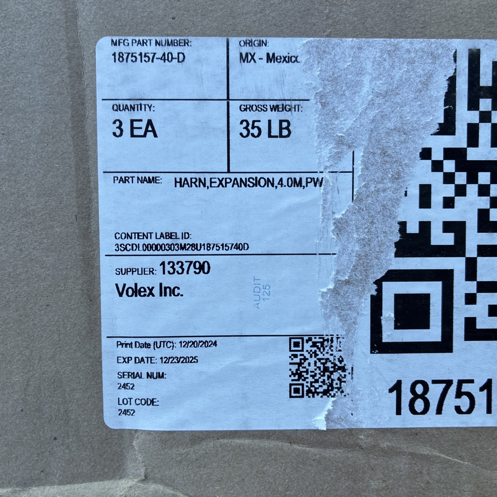 TESLA 1875157 40 D Harness, Expansion, 4M, PW Low Of 31