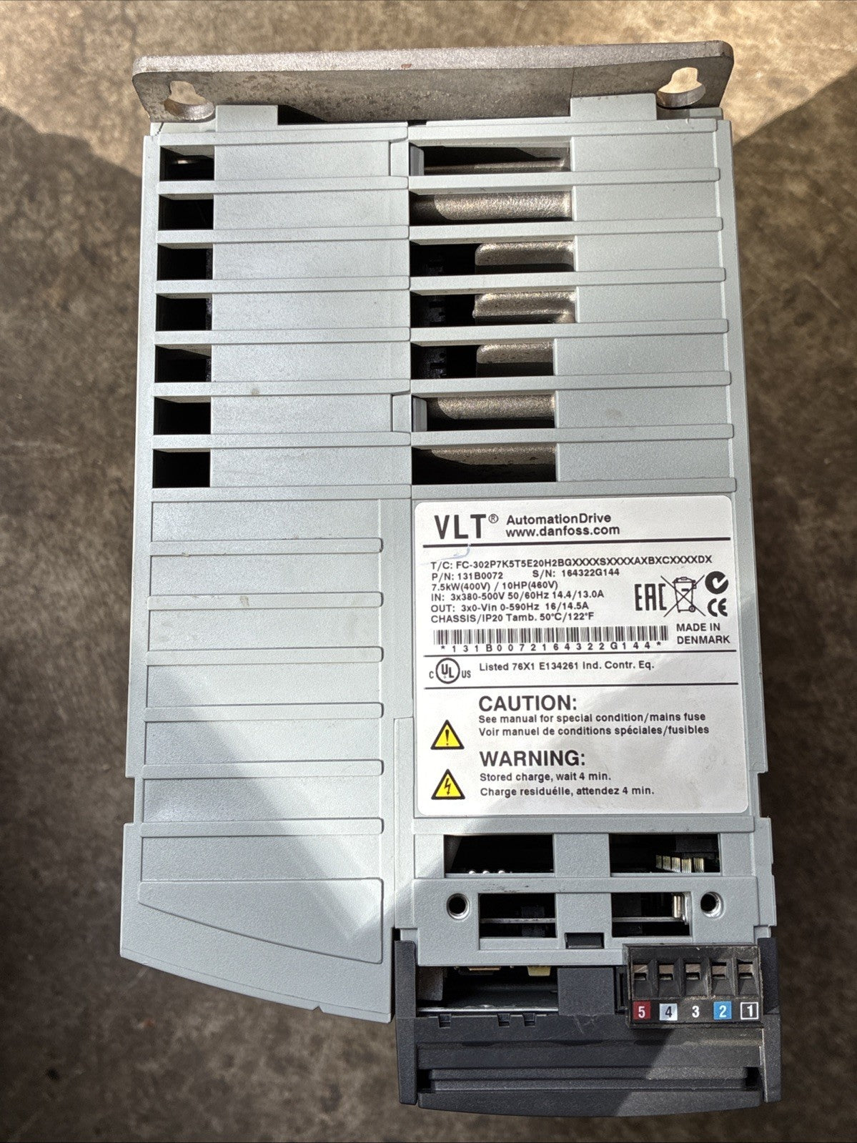 Danfoss VLT AutomationDrive 7.5kW 10HP Frequency Converter 131B0072 Style4