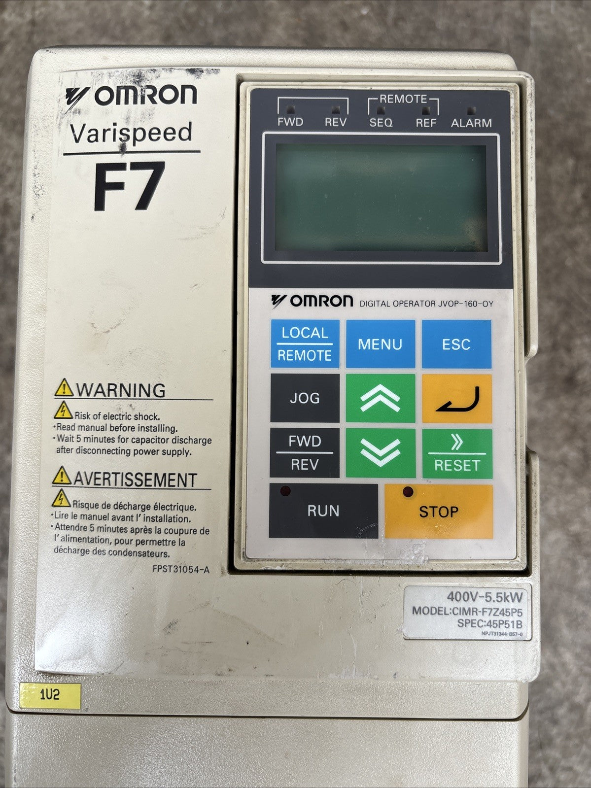 OMRON CIMR F7Z45P5 VARISPEED F7 DRIVE USED, GOOD1
