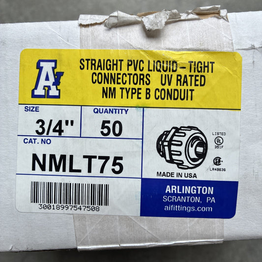 New Arlington NMLT75 Straight Liquid Tight Conduit Connector, 3/4 in Trade0