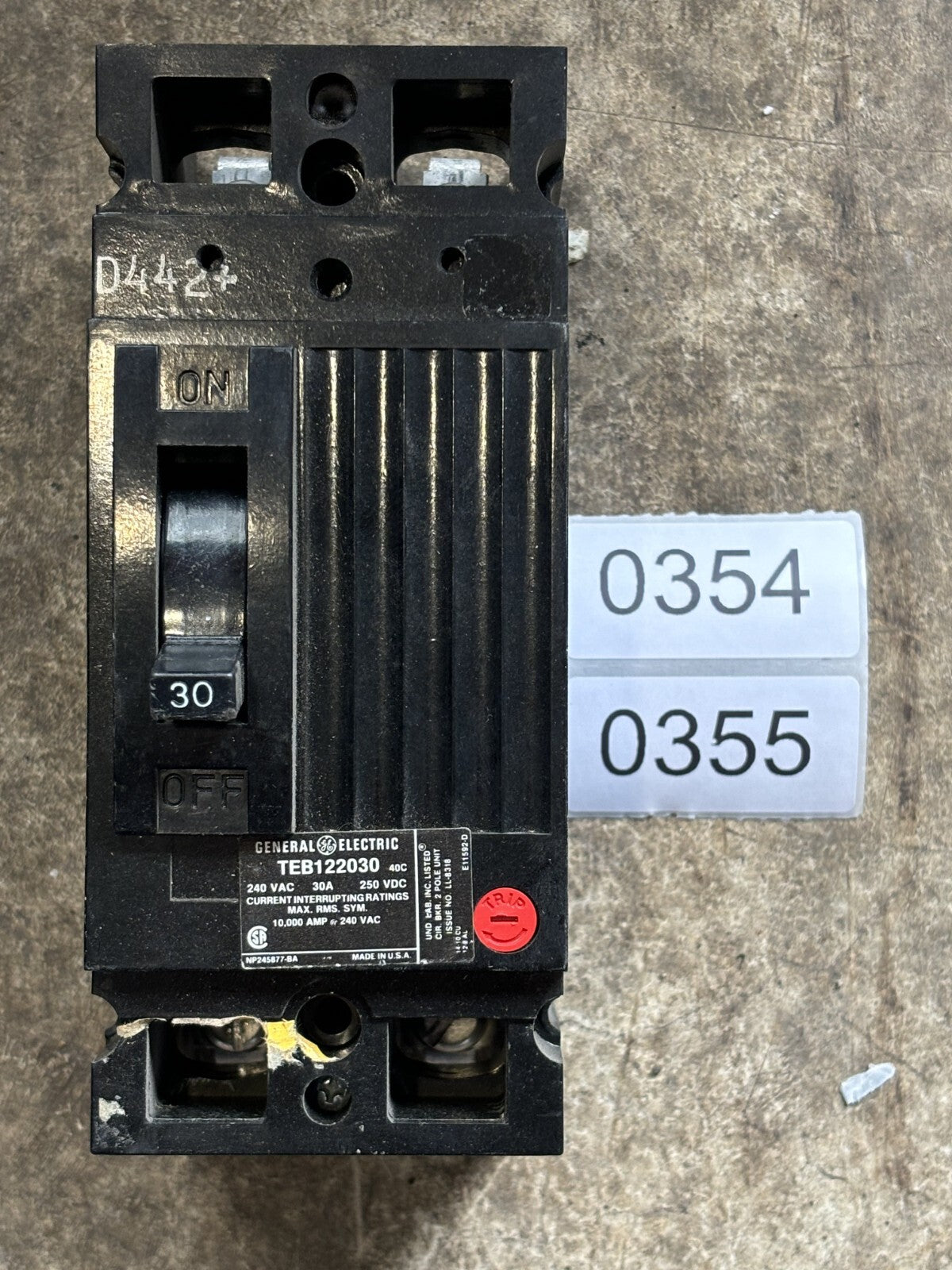 General Electric TEB122030 Circuit Breaker 30 Amp 2 Pole 240 Vac0