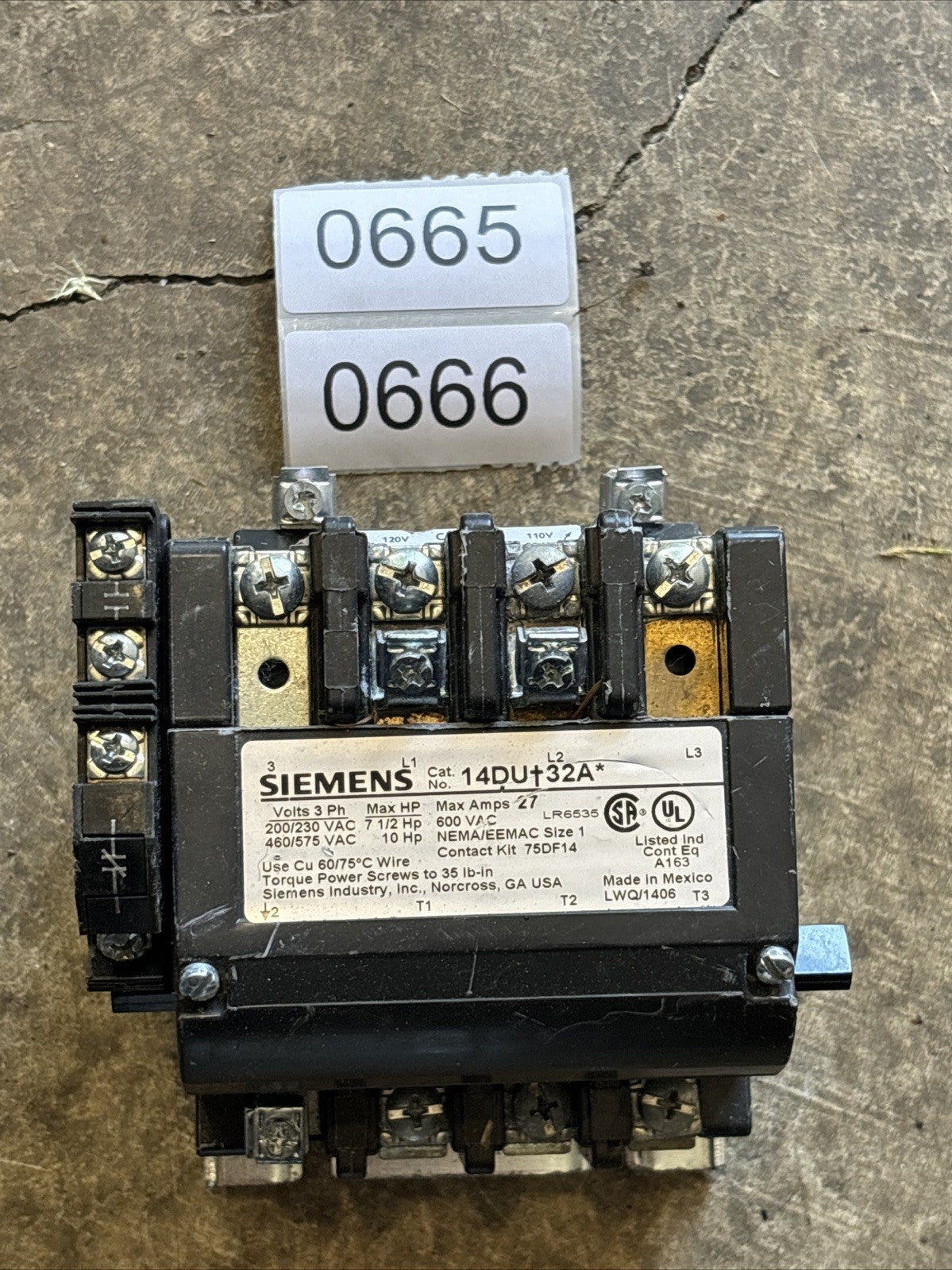 Siemens 14DU+32A* Starter 27 Amp, 3 P0