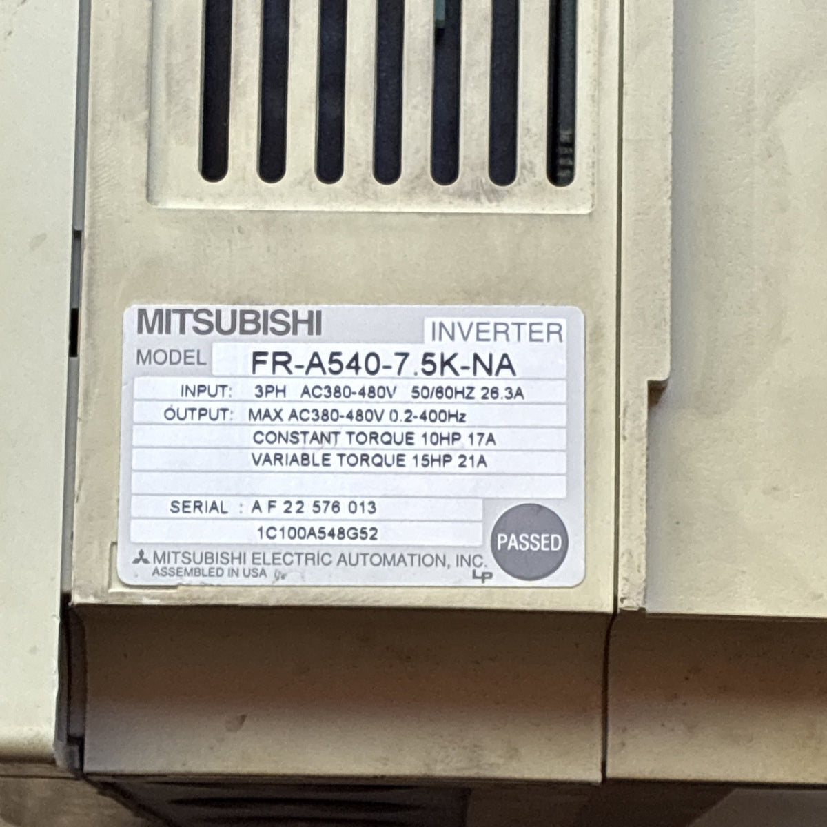 MITSUBISHI FR 540 7. 5K 12 SERVO INVERTER 5